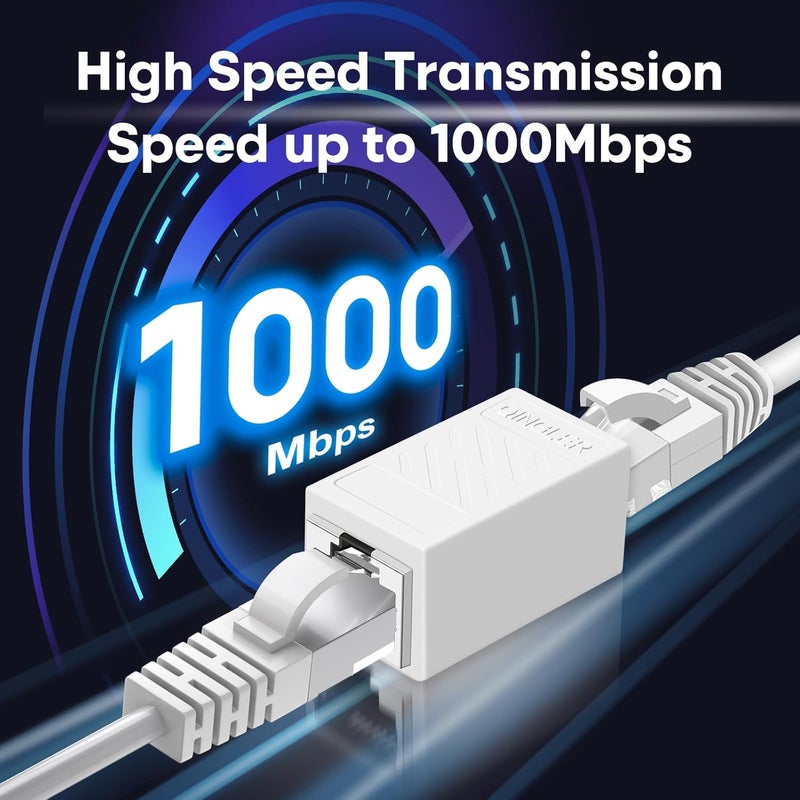 QINGLER موصل إيثرنت RJ45 Cat6، 10 حزمة موصل متسلسل أنثوي إلى أنثوي أبيض، Cat7 Cat6 Cat5e Cat5 - Image 2